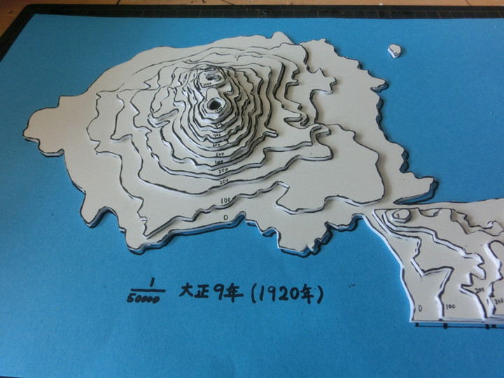 は*と様 鹿児島 桜島1/30000 立体模型 日々是学び也 : 量産型地形模型78 大正9年の桜島 できたよ。